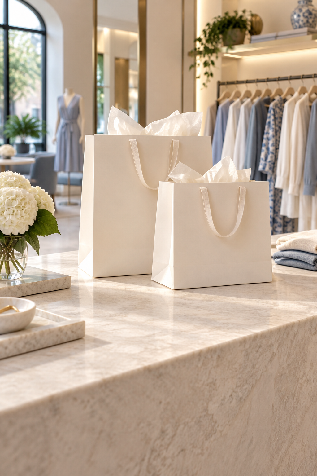A shopping bag in a retail setting